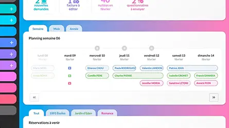 Planning de réservation pour gîte (semaine / mois / année)
